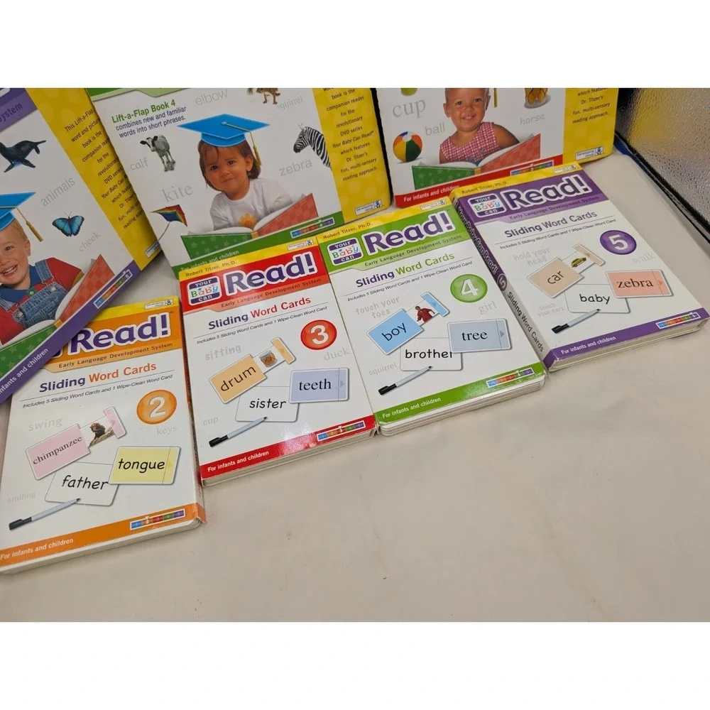 12 Pc Your Baby Can Read Learn Books Sliding Word Cards Developing Minds Infants